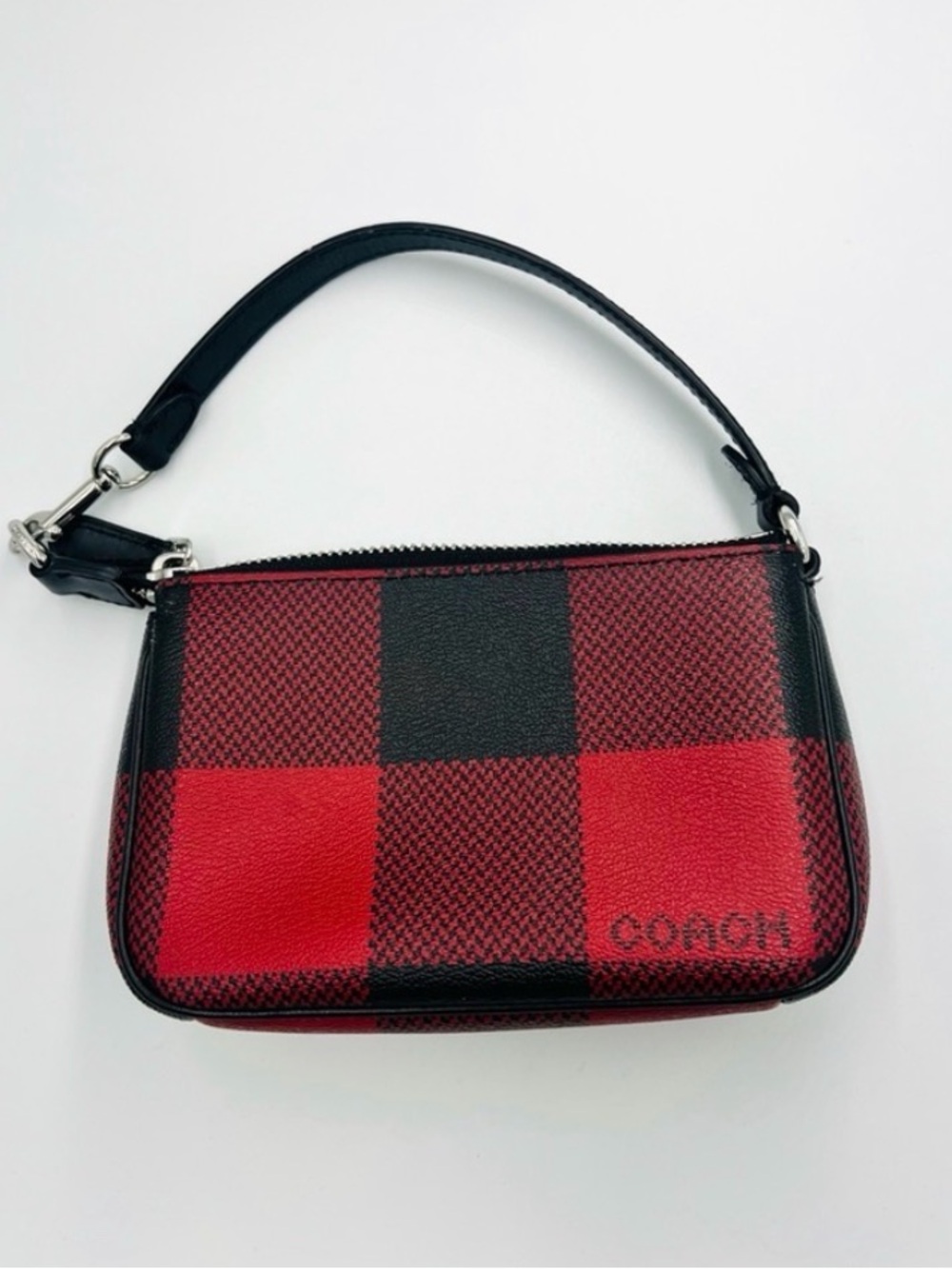 Like New! COACH Nolita 15 Red Black Buffalo Plaid ❤️ Mini Bag - Picture 5 of 8